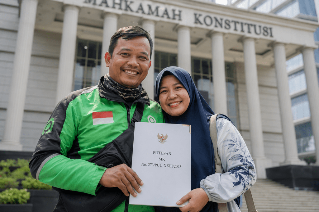 Pengemudi ojek online Didi Supandi dan istrinya memenangkan uji materi perlindungan kuota internet di Mahkamah Konstitusi.