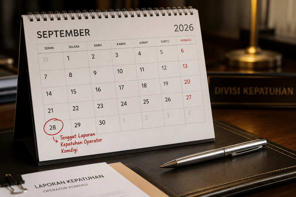 Kalender batas waktu tenggat pelaporan pertama operator telekomunikasi ke Komdigi pada 28 September 2026.